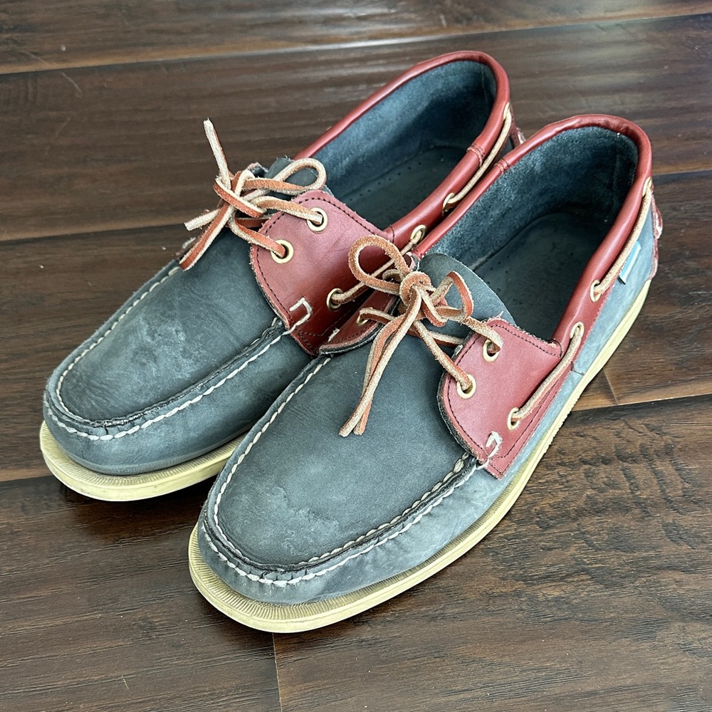 SEBAGO DOCKSIDES | Men’s 11M Classic Two-Tone Blue and Brown Leather Boat Shoes